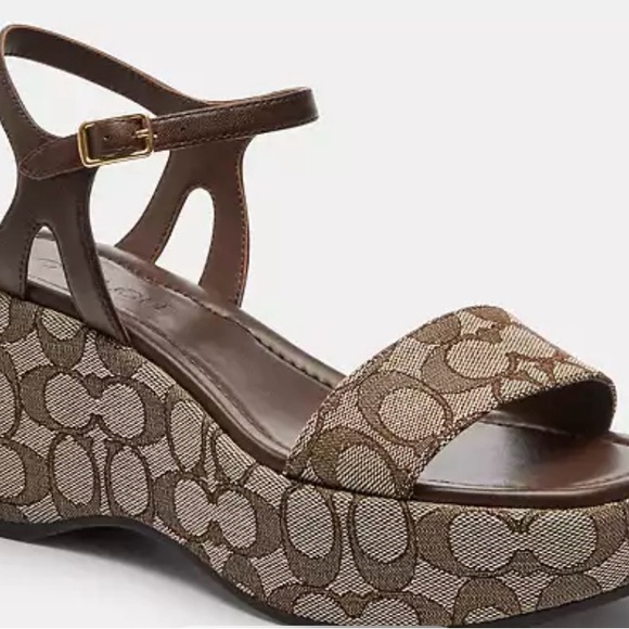 🤎 COACH- GALE WEDGE SANDAL IN SIGNATURE JACQUARD 🤎 - Picture 10 of 11